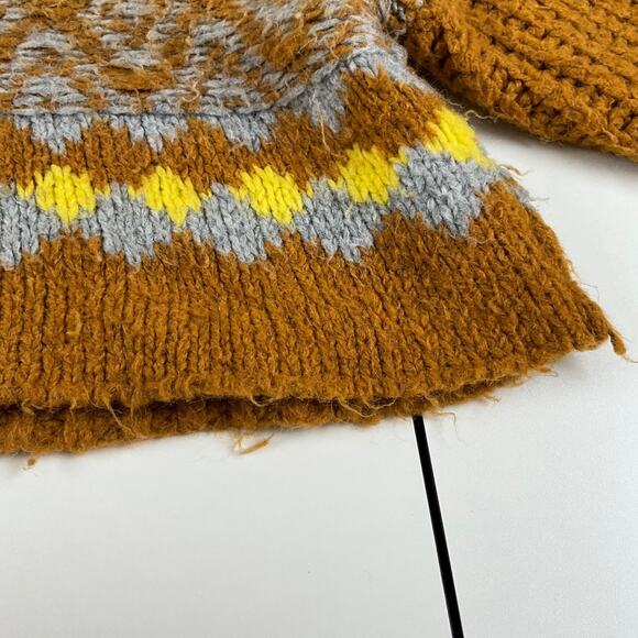 Free People Alpine Knit Pullover Yellow Cropped Sweater Womens Sz M - Picture 11 of 11